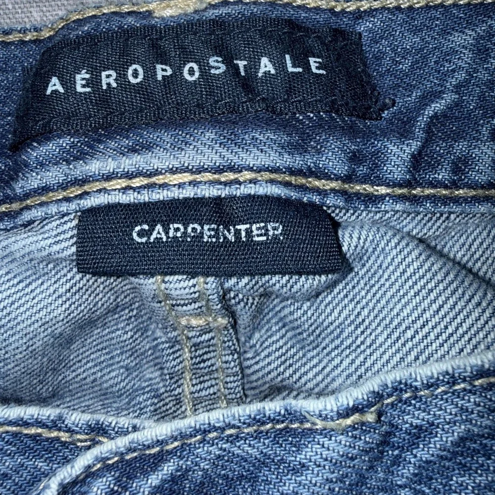 Aeropostale Carpenter Jeans Mens 35x31‎ Blue Denim Straight Leg Cargo Pockets